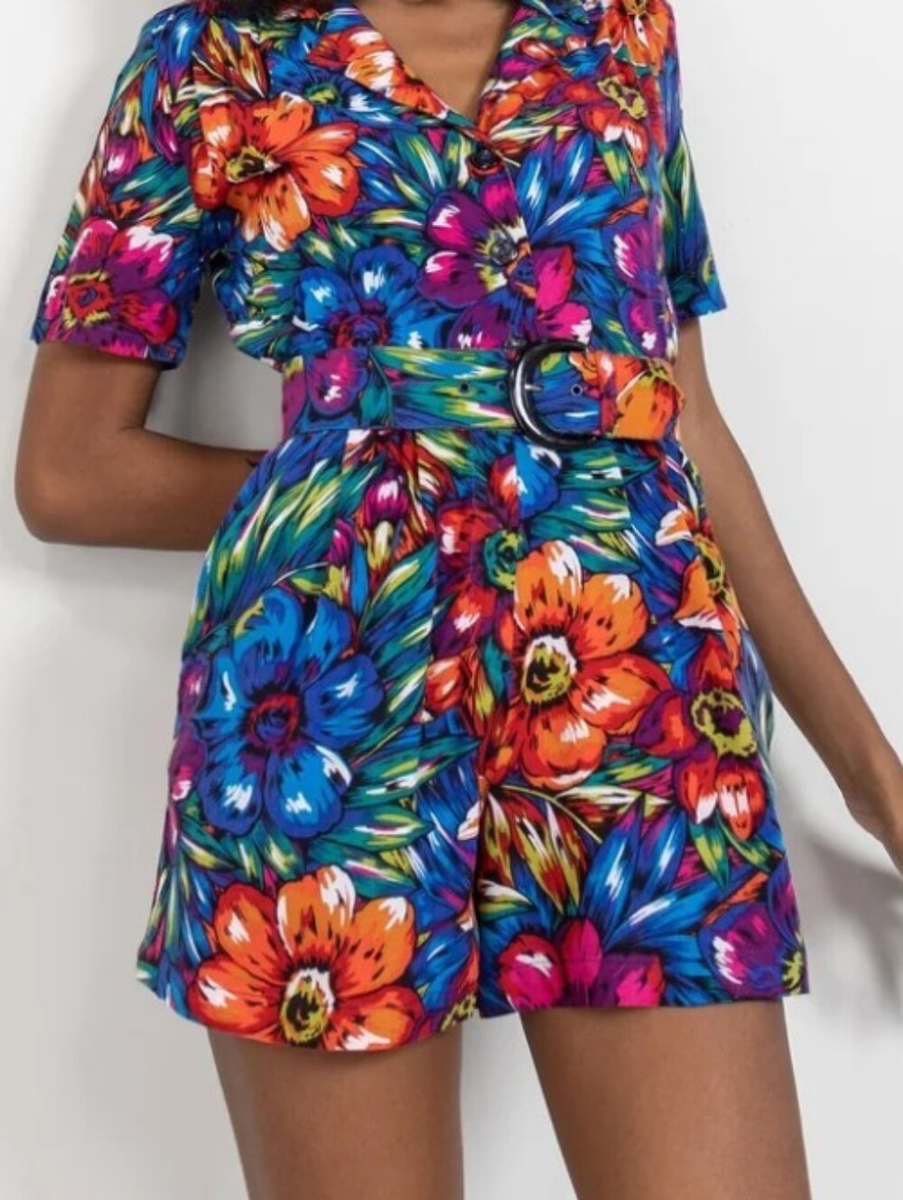 80's Tropical Shorts Romper With Pockets 😁